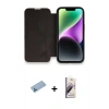 MARSİLYAN™- iPhone 13 Pro Max Kılıf Siluet Minimal Serisi - Siyah Bilvis 3D Mat Cam Ekran Koruyucu + Shine Kamera Lens Koruma Cam - MI