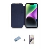 MARSİLYAN™- iPhone 13 Pro Max Kılıf Siluet Minimal Serisi - Siyah Bilvis 3D Mat Cam Ekran Koruyucu + Shine Kamera Lens Koruma Cam - MI