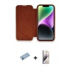 MARSİLYAN™- iPhone 13 Pro Max Kılıf Siluet Minimal Serisi - Siyah Bilvis 3D Mat Cam Ekran Koruyucu + Shine Kamera Lens Koruma Cam - MI