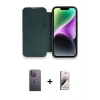 MARSİLYAN™- iPhone 13 Pro Max Kılıf Siluet Minimal Serisi - Siyah Bilvis 3D Mat Cam Ekran Koruyucu + Neon Fosforlu Kamera Lens - BZ