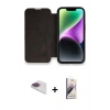 MARSİLYAN™- iPhone 13 Pro Max Kılıf Siluet Minimal Serisi - Siyah Bilvis 3D Mat Cam Ekran Koruyucu + Pers Alüminyum Kamera Lens - GI