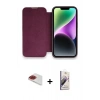 MARSİLYAN™- iPhone 13 Pro Max Kılıf Siluet Minimal Serisi - Siyah Bilvis 3D Mat Cam Ekran Koruyucu + Pers Alüminyum Kamera Lens - KI