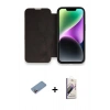 MARSİLYAN™- iPhone 13 Pro Max Kılıf Siluet Minimal Serisi - Siyah Bilvis 3D Mat Cam Ekran Koruyucu + Shine Kamera Lens Koruma Cam - PE