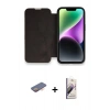 MARSİLYAN™- iPhone 13 Pro Max Kılıf Siluet Minimal Serisi - Siyah Bilvis 3D Mat Cam Ekran Koruyucu + Renkli Kamera Lens Koruma Cam - TU