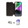 MARSİLYAN™- iPhone 13 Pro Max Kılıf Siluet Minimal Serisi - Siyah Bilvis 5in1 3D Magic Cam Ekran Koruyucu + Rainbow Kamera Lens Koruma Cam - BZ