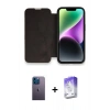 MARSİLYAN™- iPhone 13 Pro Max Kılıf Siluet Minimal Serisi - Siyah Bilvis 5in1 3D Magic Cam Ekran Koruyucu + Neon Fosforlu Kamera Lens - MI