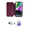 MARSİLYAN™- iPhone 13 Pro Max Kılıf Siluet Minimal Serisi - Siyah Bilvis 5in1 5D Magic Hayalet Cam Ekran Koruyucu + Mavi Rainbow Kamera Lens Koruma Cam