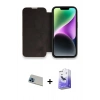 MARSİLYAN™- iPhone 13 Pro Max Kılıf Siluet Minimal Serisi - Siyah Bilvis 5in1 5D Magic Hayalet Cam Ekran Koruyucu + Mavi Rainbow Kamera Lens Koruma Cam