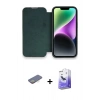 MARSİLYAN™- iPhone 13 Pro Max Kılıf Siluet Minimal Serisi - Siyah Bilvis 5in1 5D Magic Hayalet Cam Ekran Koruyucu + Renkli Kamera Lens Koruma Cam - SI