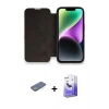 MARSİLYAN™- iPhone 13 Pro Max Kılıf Siluet Minimal Serisi - Siyah Bilvis 5in1 5D Magic Hayalet Cam Ekran Koruyucu + Renkli Kamera Lens Koruma Cam - YL