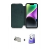 MARSİLYAN™- iPhone 13 Pro Max Kılıf Siluet Minimal Serisi - Siyah Bilvis 5in1 5D Magic Hayalet Cam Ekran Koruyucu + Rainbow Kamera Lens Koruma Cam - BZ