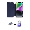 MARSİLYAN™- iPhone 13 Pro Max Kılıf Siluet Minimal Serisi - Siyah Bilvis 5in1 5D Magic Hayalet Cam Ekran Koruyucu + Renkli Kamera Lens Koruma Cam - TU