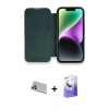 MARSİLYAN™- iPhone 13 Pro Max Kılıf Siluet Minimal Serisi - Siyah Bilvis 5in1 5D Magic Hayalet Cam Ekran Koruyucu + Rainbow Kamera Lens Koruma Cam - REGD