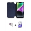 MARSİLYAN™- iPhone 13 Pro Max Kılıf Siluet Minimal Serisi - Siyah Bilvis 5in1 5D Magic Hayalet Cam Ekran Koruyucu + Pers Alüminyum Kamera Lens - GI
