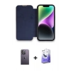 MARSİLYAN™- iPhone 13 Pro Max Kılıf Siluet Minimal Serisi - Siyah Bilvis 5in1 5D Magic Hayalet Cam Ekran Koruyucu + Neon Fosforlu Kamera Lens - BZ