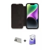 MARSİLYAN™- iPhone 13 Pro Max Kılıf Siluet Minimal Serisi - Siyah Bilvis 5in1 5D Magic Hayalet Cam Ekran Koruyucu + Rainbow Kamera Lens Koruma Cam - BZ
