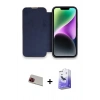 MARSİLYAN™- iPhone 13 Pro Max Kılıf Siluet Minimal Serisi - Siyah Bilvis 5in1 5D Magic Hayalet Cam Ekran Koruyucu + Rainbow Kamera Lens Koruma Cam - KI