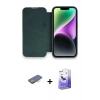 MARSİLYAN™- iPhone 13 Pro Max Kılıf Siluet Minimal Serisi - Siyah Bilvis 5in1 5D Magic Hayalet Cam Ekran Koruyucu + Renkli Kamera Lens Koruma Cam - TU