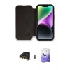 MARSİLYAN™- iPhone 13 Pro Max Kılıf Siluet Minimal Serisi - Siyah Bilvis 5in1 5D Magic Hayalet Cam Ekran Koruyucu + Raze Metal Kamera Lens - GD