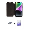 MARSİLYAN™- iPhone 13 Pro Max Kılıf Siluet Minimal Serisi - Siyah Bilvis 5in1 5D Magic Hayalet Cam Ekran Koruyucu + Renkli Kamera Lens Koruma Cam - SI