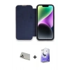 MARSİLYAN™- iPhone 13 Pro Max Kılıf Siluet Minimal Serisi - Siyah Bilvis 5in1 5D Magic Hayalet Cam Ekran Koruyucu + Rainbow Kamera Lens Koruma Cam - BZ