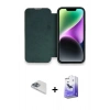 MARSİLYAN™- iPhone 13 Pro Max Kılıf Siluet Minimal Serisi - Siyah Bilvis 5in1 5D Magic Hayalet Cam Ekran Koruyucu + Pers Alüminyum Kamera Lens - SABE