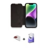 MARSİLYAN™- iPhone 13 Pro Max Kılıf Siluet Minimal Serisi - Siyah Bilvis 5in1 5D Magic Hayalet Cam Ekran Koruyucu + Pers Alüminyum Kamera Lens - KI