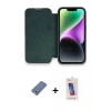MARSİLYAN™- iPhone 13 Pro Max Kılıf Siluet Minimal Serisi - Siyah Joko 5D Cam + Açık Yeşil Metal Kamera Lens Koruma Cam