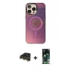 MARSİLYAN™- iPhone 13 Pro Max Kılıf Siluet Modern Koleksiyonu - Şeffaf 360 Full Body Arka Koruyucu + Gold Raze Metal Kamera Lens