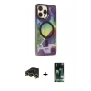 MARSİLYAN™- iPhone 13 Pro Max Kılıf Siluet Modern Koleksiyonu - Şeffaf 360 Full Body Arka Koruyucu + Gold Raze Metal Kamera Lens