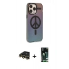 MARSİLYAN™- iPhone 13 Pro Max Kılıf Siluet Modern Koleksiyonu - Şeffaf 360 Full Body Arka Koruyucu + Gold Raze Metal Kamera Lens