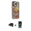 MARSİLYAN™- iPhone 13 Pro Max Kılıf Siluet Modern Koleksiyonu - Şeffaf 360 Full Body Arka Koruyucu + Gold Raze Metal Kamera Lens