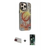 MARSİLYAN™- iPhone 13 Pro Max Kılıf Siluet Modern Koleksiyonu - Şeffaf 360 Full Body Arka Koruyucu + Kırmızı Rainbow Kamera Lens Koruma Cam