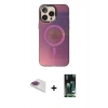 MARSİLYAN™- iPhone 13 Pro Max Kılıf Siluet Modern Koleksiyonu - Şeffaf 360 Full Body Arka Koruyucu + Pers Alüminyum Kamera Lens - GI