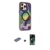 MARSİLYAN™- iPhone 13 Pro Max Kılıf Siluet Modern Koleksiyonu - Şeffaf 360 Full Body Arka Koruyucu + Renkli Kamera Lens Koruma Cam - MI