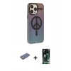 MARSİLYAN™- iPhone 13 Pro Max Kılıf Siluet Modern Koleksiyonu - Şeffaf 360 Full Body Arka Koruyucu + Renkli Kamera Lens Koruma Cam - PE