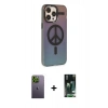 MARSİLYAN™- iPhone 13 Pro Max Kılıf Siluet Modern Koleksiyonu - Şeffaf 360 Full Body Arka Koruyucu + Neon Fosforlu Kamera Lens - YL