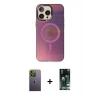 MARSİLYAN™- iPhone 13 Pro Max Kılıf Siluet Modern Koleksiyonu - Şeffaf 360 Full Body Arka Koruyucu + Neon Fosforlu Kamera Lens - YL