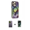 MARSİLYAN™- iPhone 13 Pro Max Kılıf Siluet Modern Koleksiyonu - Şeffaf 360 Full Body Arka Koruyucu + Neon Fosforlu Kamera Lens - YL
