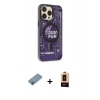 MARSİLYAN™- iPhone 13 Pro Max Kılıf Siluet Modern Koleksiyonu - Şeffaf Maxco Cam Ekran Koruyucu + Gökkuşağı Shine Kamera Lens Koruma Cam