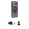 MARSİLYAN™- iPhone 13 Pro Max Kılıf Siluet Modern Koleksiyonu - Şeffaf Maxco Cam Ekran Koruyucu + Gold Raze Metal Kamera Lens