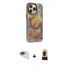 MARSİLYAN™- iPhone 13 Pro Max Kılıf Siluet Modern Koleksiyonu - Şeffaf Maxco Cam Ekran Koruyucu + Lacivert Pers Alüminyum Kamera Lens