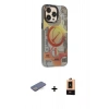 MARSİLYAN™- iPhone 13 Pro Max Kılıf Siluet Modern Koleksiyonu - Şeffaf Maxco Cam Ekran Koruyucu + Mavi Renkli Kamera Lens Koruma Cam