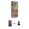 MARSİLYAN™- iPhone 13 Pro Max Kılıf Siluet Modern Koleksiyonu - Şeffaf Maxco Cam Ekran Koruyucu + Neon Fosforlu Kamera Lens - BZ