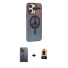 MARSİLYAN™- iPhone 13 Pro Max Kılıf Siluet Modern Koleksiyonu - Şeffaf Maxco Cam Ekran Koruyucu + Neon Fosforlu Kamera Lens - YL