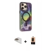 MARSİLYAN™- iPhone 13 Pro Max Kılıf Siluet Modern Koleksiyonu - Şeffaf Maxco Cam Ekran Koruyucu + Pers Alüminyum Kamera Lens - GD