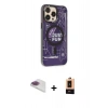 MARSİLYAN™- iPhone 13 Pro Max Kılıf Siluet Modern Koleksiyonu - Şeffaf Maxco Cam Ekran Koruyucu + Pers Alüminyum Kamera Lens - GI