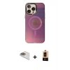 MARSİLYAN™- iPhone 13 Pro Max Kılıf Siluet Modern Koleksiyonu - Şeffaf Maxco Cam Ekran Koruyucu + Pers Alüminyum Kamera Lens - GD