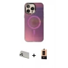 MARSİLYAN™- iPhone 13 Pro Max Kılıf Siluet Modern Koleksiyonu - Şeffaf Maxco Cam Ekran Koruyucu + Rainbow Kamera Lens Koruma Cam - BZ
