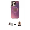 MARSİLYAN™- iPhone 13 Pro Max Kılıf Siluet Modern Koleksiyonu - Şeffaf Maxco Cam Ekran Koruyucu + Rainbow Kamera Lens Koruma Cam - KI